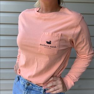 Peach long sleeve Southern Marsh shirt